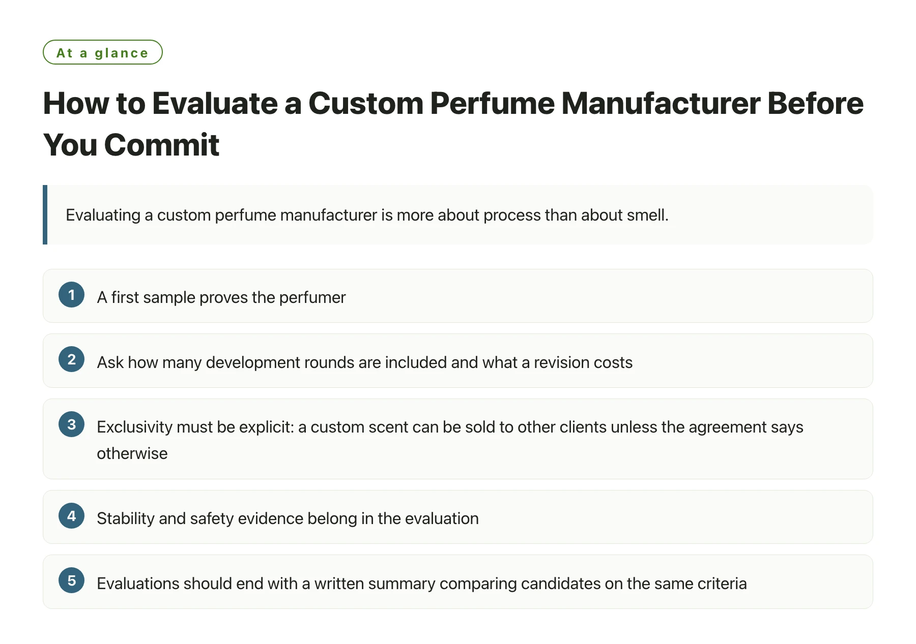 How to Evaluate a Custom Perfume Manufacturer Before You Commit——全文要点速览